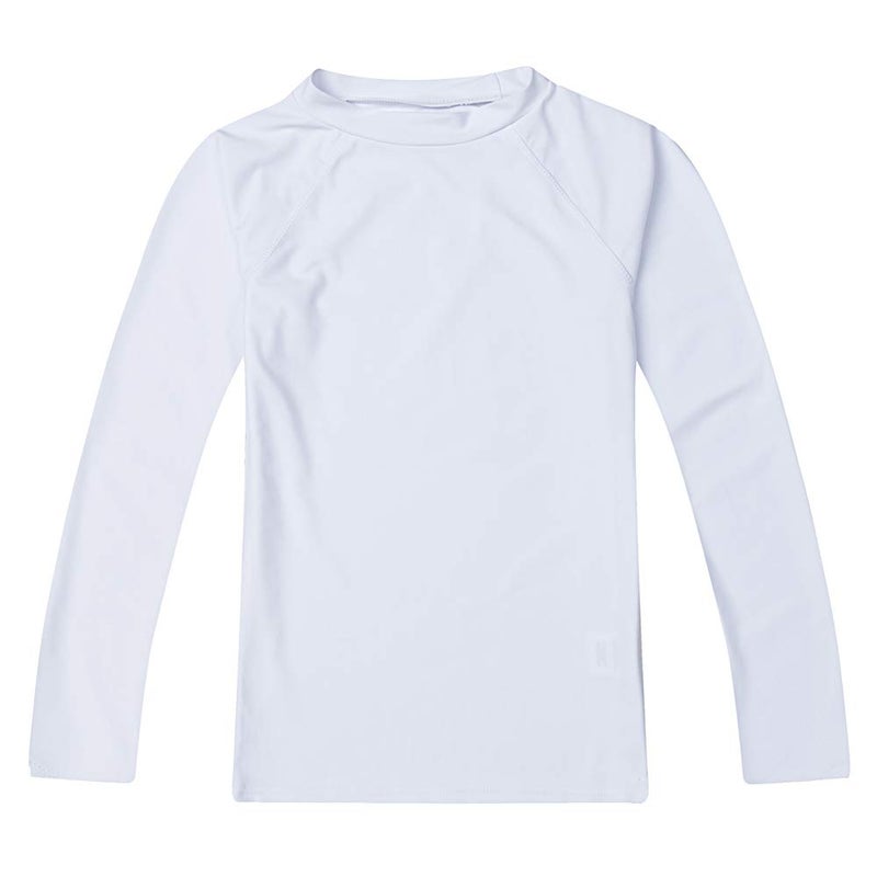 Estamico Boys' Long Sleeve Rashguard Swimwear Rash Guard Athletic Tops Swim Shirt UPF 50+ Sun Protection, White 2T - Image 1